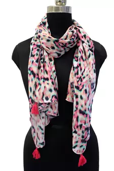Pleasing Muslin Fabric Multicolor Printed women scarf/Stoles With Tassels
