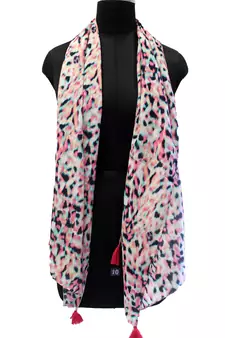 Pleasing Muslin Fabric Multicolor Printed women scarf/Stoles With Tassels