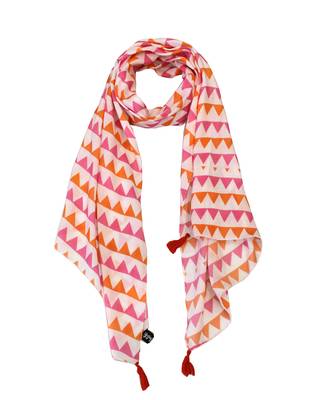Pretty Muslin Fabric Multicolor Printed women scarf/Stoles With Tassels 1