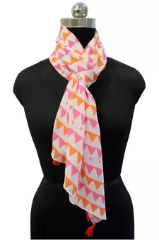 Pretty Muslin Fabric Multicolor Printed women scarf/Stoles With Tassels
