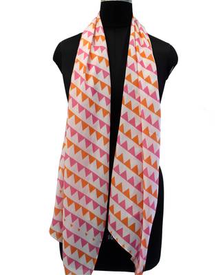 Pretty Muslin Fabric Multicolor Printed women scarf/Stoles With Tassels 4