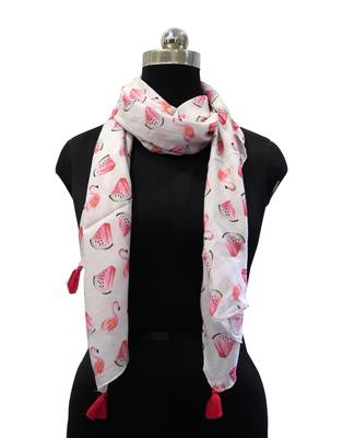 Beautiful Muslin Fabric Multicolor Printed women scarf/Stoles With Tassels 2