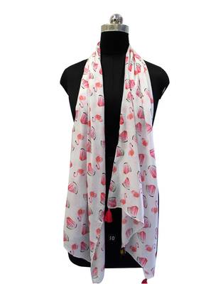 Beautiful Muslin Fabric Multicolor Printed women scarf/Stoles With Tassels 4