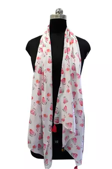 Beautiful Muslin Fabric Multicolor Printed women scarf/Stoles With Tassels