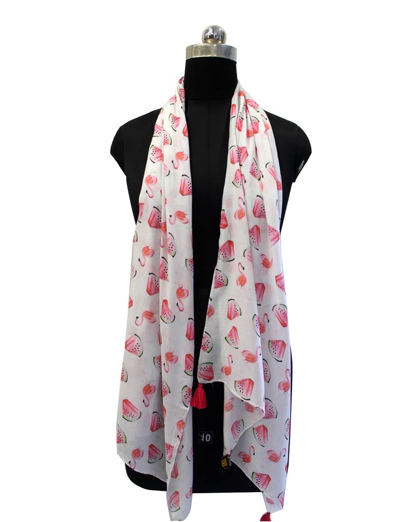 Beautiful Muslin Fabric Multicolor Printed women scarf/Stoles With Tassels