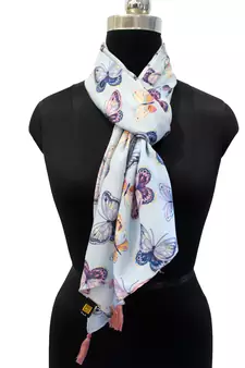 Appealing Muslin Fabric Multicolor Printed women scarf/Stoles With Tassels