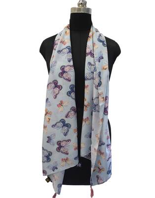 Appealing Muslin Fabric Multicolor Printed women scarf/Stoles With Tassels 4