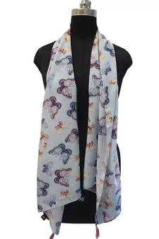 Appealing Muslin Fabric Multicolor Printed women scarf/Stoles With Tassels