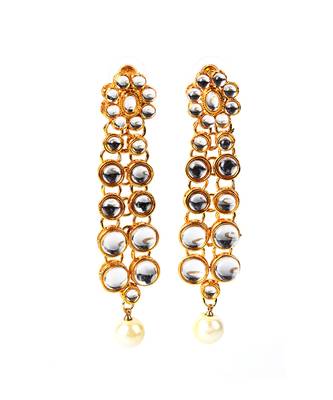 Gold  Alloy Kundan Necklace Set with Earrings for Women 5