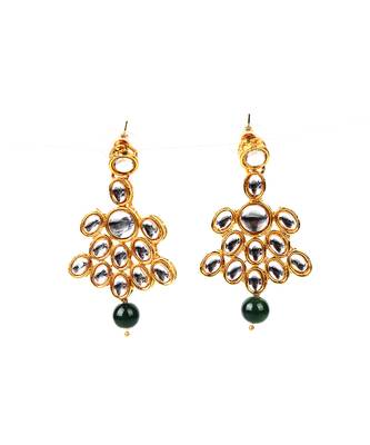 Wedding Collection Green 5 Layer Pearl and Kundan Rani Haar Necklace Jewellery Set with Earrings for Women 6