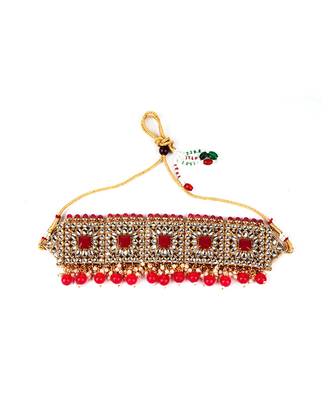 Bridal Kudan Choker Gold Plated Grey Necklace Set for Women 6