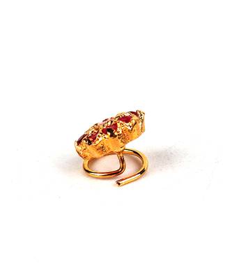 Gold Plated Pink Stone Studded Nose Ring 2