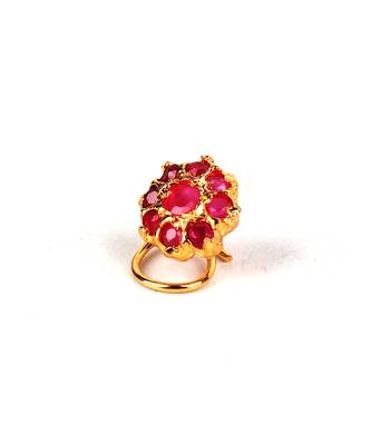Gold Plated Pink Stone Studded Nose Ring 3