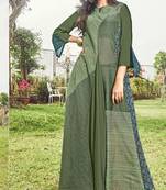 Green printed jacquard long-kurtis
