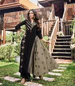 Grey printed jacquard long-kurtis