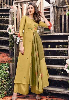 Light-mustard printed jacquard long-kurtis 1