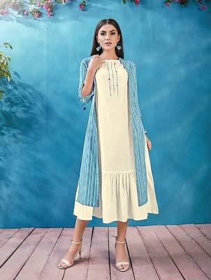White printed cotton cotton-kurtis 1