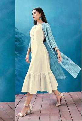 White printed cotton cotton-kurtis 2