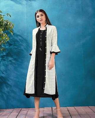 Black plain rayon ethnic-kurtis 1