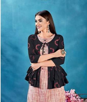Peach printed silk ethnic-kurtis 2