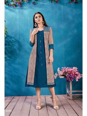 Blue printed cotton cotton-kurtis 1