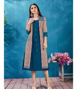 Blue printed cotton cotton-kurtis