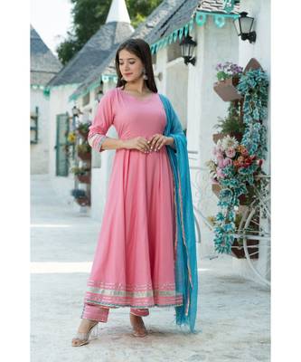 Rose Pink Kurta Dupatta Set 2