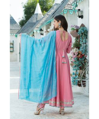 Rose Pink Kurta Dupatta Set 4
