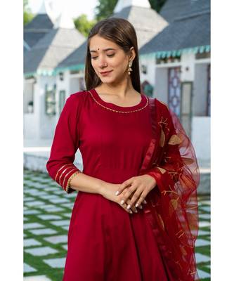 Maroon Kurta Dupatta Set 7