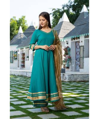 Rama Green Kurta Dupatta Set 4