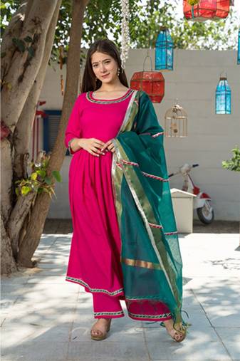 Hot Pink Kurta Dupatta Set