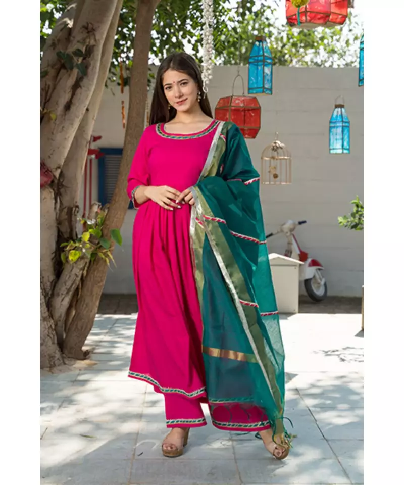Hot Pink Kurta Dupatta Set
