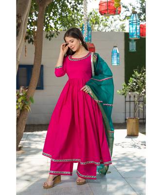 Hot Pink Kurta Dupatta Set 2