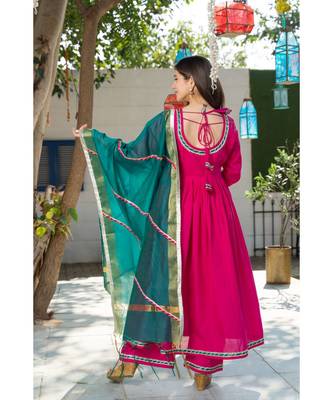 Hot Pink Kurta Dupatta Set 3