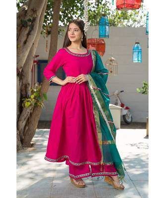 Hot Pink Kurta Dupatta Set 4