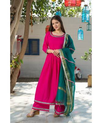 Hot Pink Kurta Dupatta Set 5
