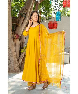 Sunsine Yellow Lurta Dupatta Set 3