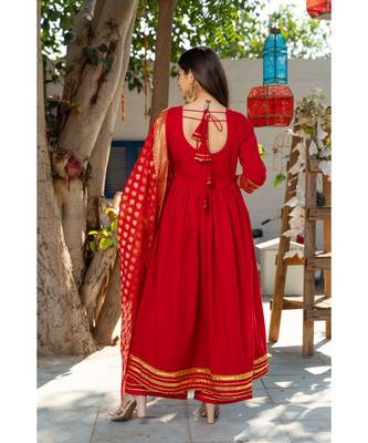 Royal Red Kurta Set with Chanderi Dupatta 2