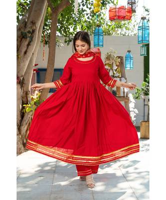 Royal Red Kurta Set with Chanderi Dupatta 7