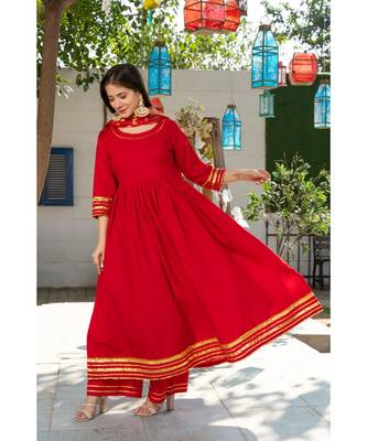 Royal Red Kurta Set with Chanderi Dupatta 8