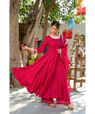 Magenta Kurta Set with Doria Dupatta 5