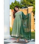 Green Motif Print Kurta Dupatta Set