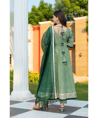 Green Motif Print Kurta Dupatta Set 3