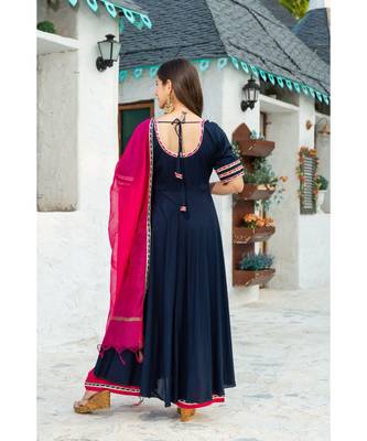 Dark Blue Kurta Dupatta Set 2