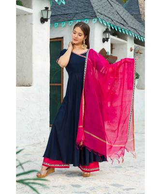 Dark Blue Kurta Dupatta Set 1