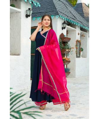 Dark Blue Kurta Dupatta Set 3