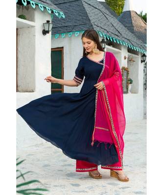 Dark Blue Kurta Dupatta Set 6