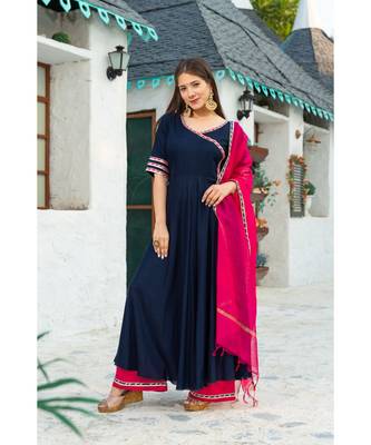 Dark Blue Kurta Dupatta Set 7
