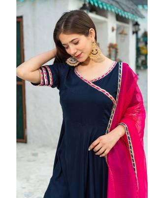 Dark Blue Kurta Dupatta Set 8
