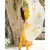 Dandelion Yellow Kurta Set with Floral Hand Paint Organza Dupatta